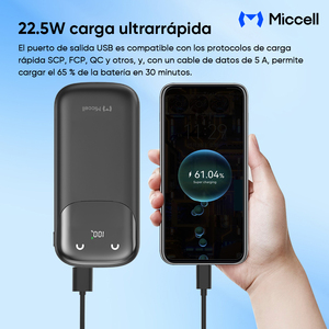 Batería Externa Miccell de <span class=keywords><strong>10000mAh</strong></span>, 35W PD, Carga Rápida, Cables Integrados, Pantalla LED, Impermeable, Li-Polymer - Product Image 2