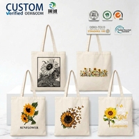 Sac fourre-tout pliable en toile de coton recyclé avec logo couleur personnalisé, sac de courses réutilisable avec imprimé de dessin animé