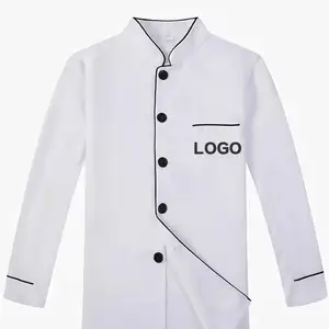 OEM özel baskı logosu uzun kollu şef üniforma mutfak personeli iş elbisesi şef ceketi otel ve restoran şef üniforma
