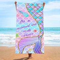 Serviettes de plage personnalisées à séchage rapide avec impression de queue de sirène, qualité de luxe, pliables, 70x140cm, en microfibre, avec logo