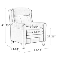 Fauteuil inclinable moderne en cuir pleine fleur avec clous décoratifs, fauteuil d'appoint inclinable manuel pour salon