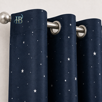 Rideaux occultants HB bleu marine ciel étoilé en polyester, panneaux de fenêtre occultants avec œillets métalliques faciles à installer pour chambre à coucher