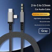 Câble audio de voiture USB C AUX 2 en 1, conducteur en cuivre pur, nylon, haute fidélité, sans bruit, cordon auxiliaire stéréo tressé pour ordinateur