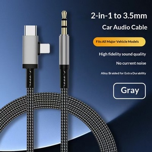 <span class=keywords><strong>Cable</strong></span> de <span class=keywords><strong>Audio</strong></span> para Auto 2 en 1 USB C AUX, Conductor de Cobre Puro, Nylon de Alta Fidelidad, Sin Ruido, <span class=keywords><strong>Cable</strong></span> <span class=keywords><strong>Auxiliar</strong></span> Estéreo Trenzado para Computadora - Product Image 1