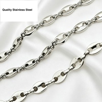 Collier en acier inoxydable en forme de grains de café de 3/5/7/8/10 mm avec fermoir en forme de 8 pour femmes et bijoux pour hommes – Vente en gros