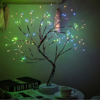 108 LED Bonsai-Baum Lichterkette Lampe Batterie-/USB-Betrieben Dekorativ Warmweiß Künstliche Äste Kupfer-Optik IP44