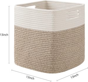 큐브 수납 바구니 13x13x13 인치 3팩 직조 면 바구니 정리용 면 로프 바구니 선반용 - Product Image 1