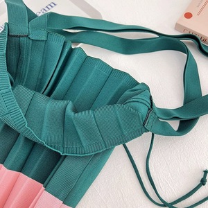 Bolso de Hombro de Punto con Diseño de Bolsa Plegable, Estilo Collage, Colorido, para Mujer, con Parches - Product Image 5