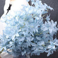 Série de fleurs en soie bleue Décoration de mariage Arrangement floral Bleu marine royal Bleu clair poussiéreux Fleurs artificielles Roses artificielles