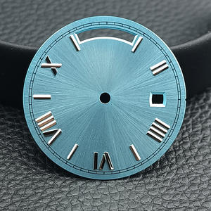 Cadran de montre OEM ODM personnalisé 31 mm bleu soleil, compatible avec les mouvements 8285 8215, calendrier complet, cadran lumineux, or/blanc/noir, compatible NH35 - Product Image 4
