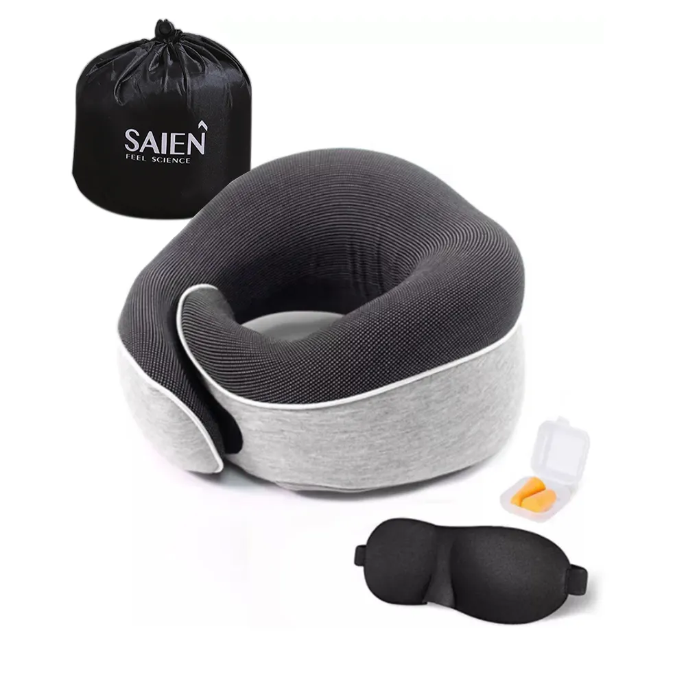Saien customized U shape neck pillow support Rest Cervical Airplane car Memory Foam Travel Pillow Neck Pillow Wholesale
