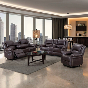 Conjunto de Sofá Reclinable de Estilo Moderno para Sala de Estar con Patas de Metal y Brazos Acolchados Cómodos en Cuero Sintético Resistente - Product Image 5