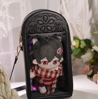 Venta al por mayor de diseño personalizado PU cuero Navidad Ita bolsa con ventana transparente Pin Display insertar Color Ita bolsa