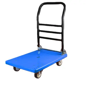 150kg 4 Wheels Plastic Shopping Foldable Hand Truck Cart Platform Trolley For Warehouse