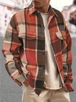 Chemise longue ample vintage pour homme à manches longues, motif écossais mandarin, respirante et chaude, anti-plis, idéale pour le printemps