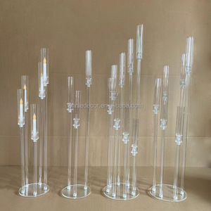 Candelabro Moderno a 5 Bracci in Vetro Acrilico Trasparente Portacandele Decorativo Centrotavola per Matrimoni Feste ed <span class=keywords><strong>Eventi</strong></span> - Product Image 1