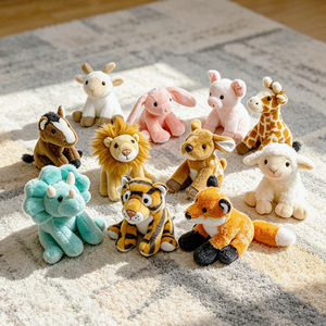 Jouets en peluche transfrontaliers super doux en polyester, modèles animaux assis : Agneau, Raton laveur, <span class=keywords><strong>Renard</strong></span>, Cerf, Tigre, Vache, <span class=keywords><strong>Cheval</strong></span>, Panda <span class=keywords><strong>et</strong></span> Grenouille - Product Image 2
