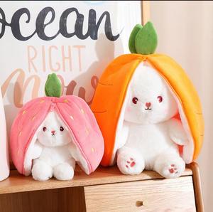 Nuova fragola creativa trasformata in coniglio piccola bambola di frutta carota carina bambola di coniglio bianco regalo di peluche - Product Image 6