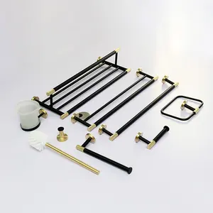 Maxery portasciugamani di lusso in acciaio inossidabile nero e oro di alta qualità Set di accessori per il bagno