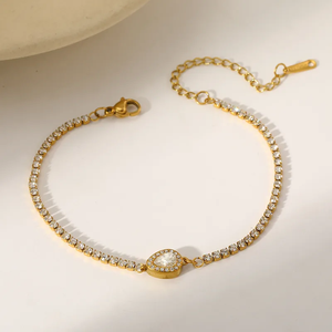 Collar de Cadena de Tenis con Circonitas Geométricas de Moda para Mujer, Elaborado con Acero Inoxidable 304 de Alta Calidad, Chapado al Vacío en Oro Real de 18K - Product Image 4