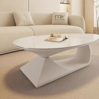 Table basse minimaliste, moderne, en dalle de pierre ovale, en bois massif, artistique, table basse haut de gamme pour salon avec forme unique