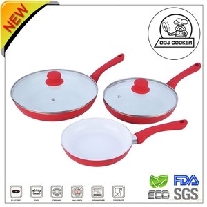 LFGB 3 Cái Cuộc Sống Màu Xanh Lá Cây Gốm/Đá Cẩm Thạch Lớp Phủ Nhôm Giá Rẻ Fry Pan - Product Image 4