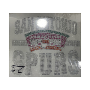 Venta al por mayor de motivos de cristal termoadhesivos de <span class=keywords><strong>Texas</strong></span> con diamantes de imitación para camisetas de baloncesto de <span class=keywords><strong>San</strong></span> <span class=keywords><strong>Antonio</strong></span> - Product Image 4