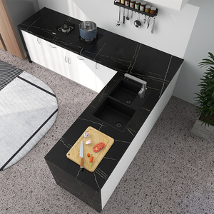 <span class=keywords><strong>Calacatta</strong></span> Dull Polish Surface lastra di pietra di quarzo artificiale colore nero venature bianche controsoffitto al quarzo Vanity Top e Top da <span class=keywords><strong>cucina</strong></span> - Product Image 6