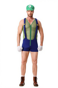 Mono de Cosplay <span class=keywords><strong>Luigi</strong></span> para hombre, divertido disfraz inspirado en Anime de Halloween con vestidos elegantes y trajes, pantalones inspirados en personajes de TV - Product Image 3
