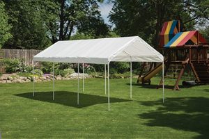 Abri <span class=keywords><strong>de</strong></span> jardin ou carport extérieur 10x20m à 8 pieds, en acier galvanisé robuste, imperméable <span class=keywords><strong>et</strong></span> durable, blanc, pour une seule voiture - Product Image 4