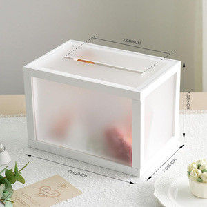Transparent Wooden <b>Wedding</b> Storage <b>Box</b> Rectangular With Cover For <b>Cards</b> And Gifts - Product Image 4
