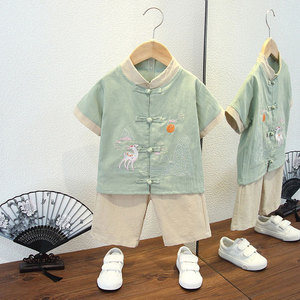 Bebé Primer Cumpleaños banquete vestido Hanfu niño Tang agarre semana verano ropa niños niño pequeño traje - Product Image 3