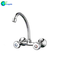 Robinet de lavabo mural thermostatique moderne à double poignée en zinc poli de haute qualité et à prix abordable, avec valve en céramique à trou unique
