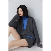 Pull en cachemire 100% pour femme, col en V profond, tricoté, ample, épaules tombantes, côtelé, pour l'automne et l'hiver
