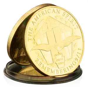 Peringatan emas koin tantangan 9/11 serangan Terroist dunia perdagangan Pusat hadiah koleksi besi Eropa koin perak berlapis 3mm