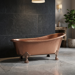 Oval Freestanding Copper Bathtub Luxury Antique Style Clawfoot Design Durable Metal for Adults-Indian Home Crafts - Product Image 3