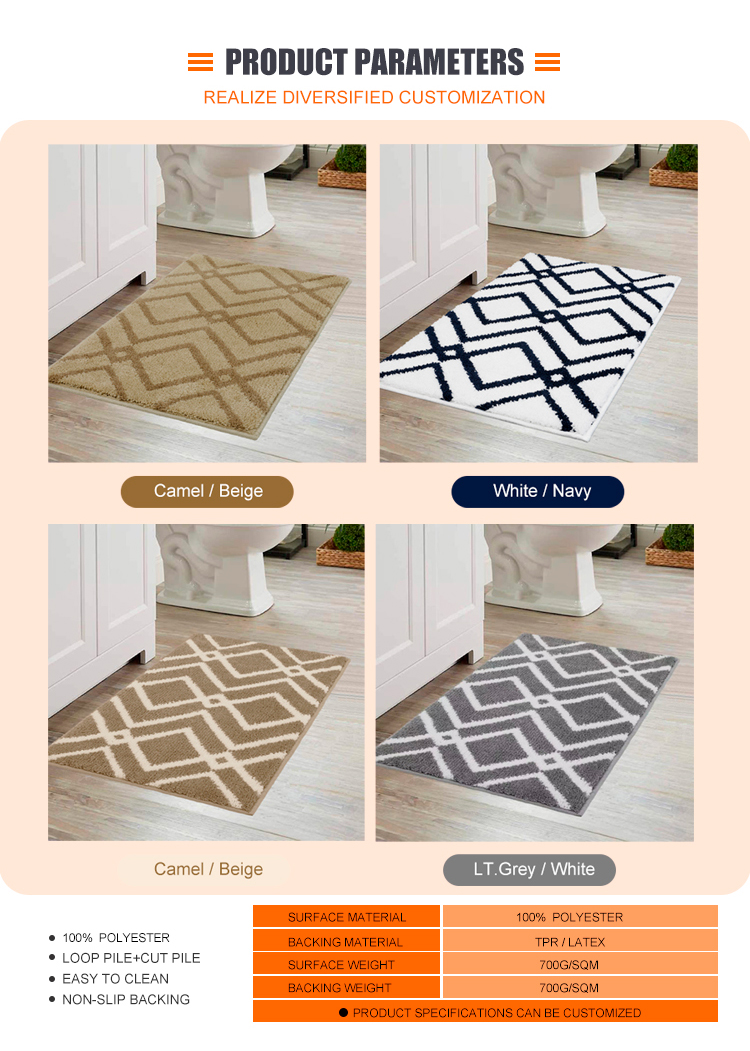 TPR Anti Slip Backing customized Bathroom Mat door mat for home absorbent mat(图5)
