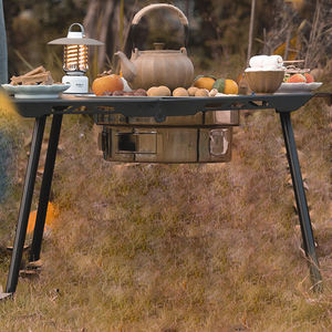 Mesa de Camping Plegable de Altura Ajustable, Extensible, Portátil, de Aluminio, para Cocina al Aire Libre, con Parrilla para Barbacoa - Product Image 3