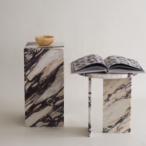 Cổ Điển Pháp Chic Hình Bầu Dục <span class=keywords><strong>End</strong></span> Bảng Cho Phòng Khách Viola Calacatta Đá Cẩm Thạch Bên Bảng Đá Tự Nhiên <span class=keywords><strong>End</strong></span> Bảng - Product Image 5