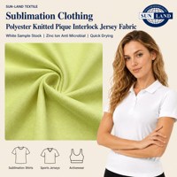 Tissu jersey en maille piqué interlock en polyester à séchage rapide antimicrobien à ions zinc, échantillon de stock de vêtements de sublimation blanc