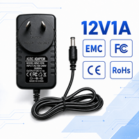 Alimentation électrique murale AC/DC professionnelle 12V 1A 1000mA haute stabilité pour commutateur réseau, boîtier de moniteur, type personnalisé