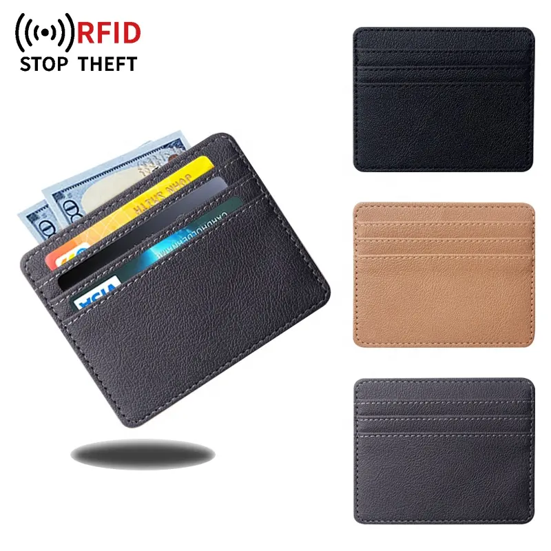 Luxure Leather Cardholder rfid Card Wallet Anti Theft Blocking ID CardHolder Para Homem e Mulher