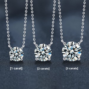 S925 sterling bạc của phụ nữ moissanite Vòng cổ cổ điển Bốn móng vuốt mặt dây chuyền xương đòn phát sóng trực tiếp phong cách nóng đơn giản - Product Image 2