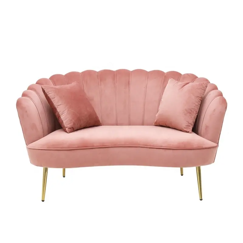 Hete Verkoop Tweezits Woonkamer Meubelbank Moderne Roze Kleur Fluweel Loveseat Sofa Luxe Gestoffeerde Meubels Voor Hotel