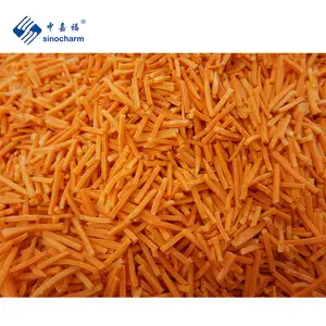 Sinocharm清真认证品牌条纹形IQF胡萝卜工厂价格5毫米冷冻胡萝卜条散装