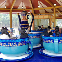 Ensemble table et chaises en forme de tasse à thé, combinaison banc en fibre de verre, mobilier commercial extérieur pour hôtel, centre commercial, parc d'attractions
