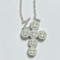 Collier Pendentif Croix de Luxe Tendance avec Tourmaline, Topaze, Diamant Halo et Sertissage CZ en Or et Argent, Bijoux