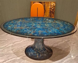 Ensemble de <span class=keywords><strong>table</strong></span> à manger ovale de luxe en saphir, 6 places, <span class=keywords><strong>table</strong></span> à manger et chaises en <span class=keywords><strong>vernis</strong></span> piano, design italien - Product Image 5