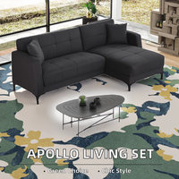 Ensemble de salon moderne et confortable canapé d'angle en forme de L en tissu mousse et caoutchouc avec table basse pour auberges de jeunesse