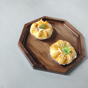 Bandeja de madera con asas <span class=keywords><strong>para</strong></span> servir, bandeja de comida y bebidas <span class=keywords><strong>para</strong></span> mesa de centro, desayuno, cena y bar, bandeja de almacenamiento decorativa rústica FSC - Product Image 5